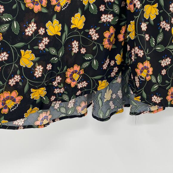 NEW T Tahari A-Line Skirt Black/Rust Floral Print Side Split Size 2 Modest Fairy - Picture 11 of 15